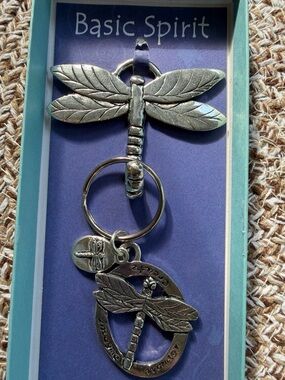 Dragonfly Keychain with Leaf Detail - Pewter made in Canada